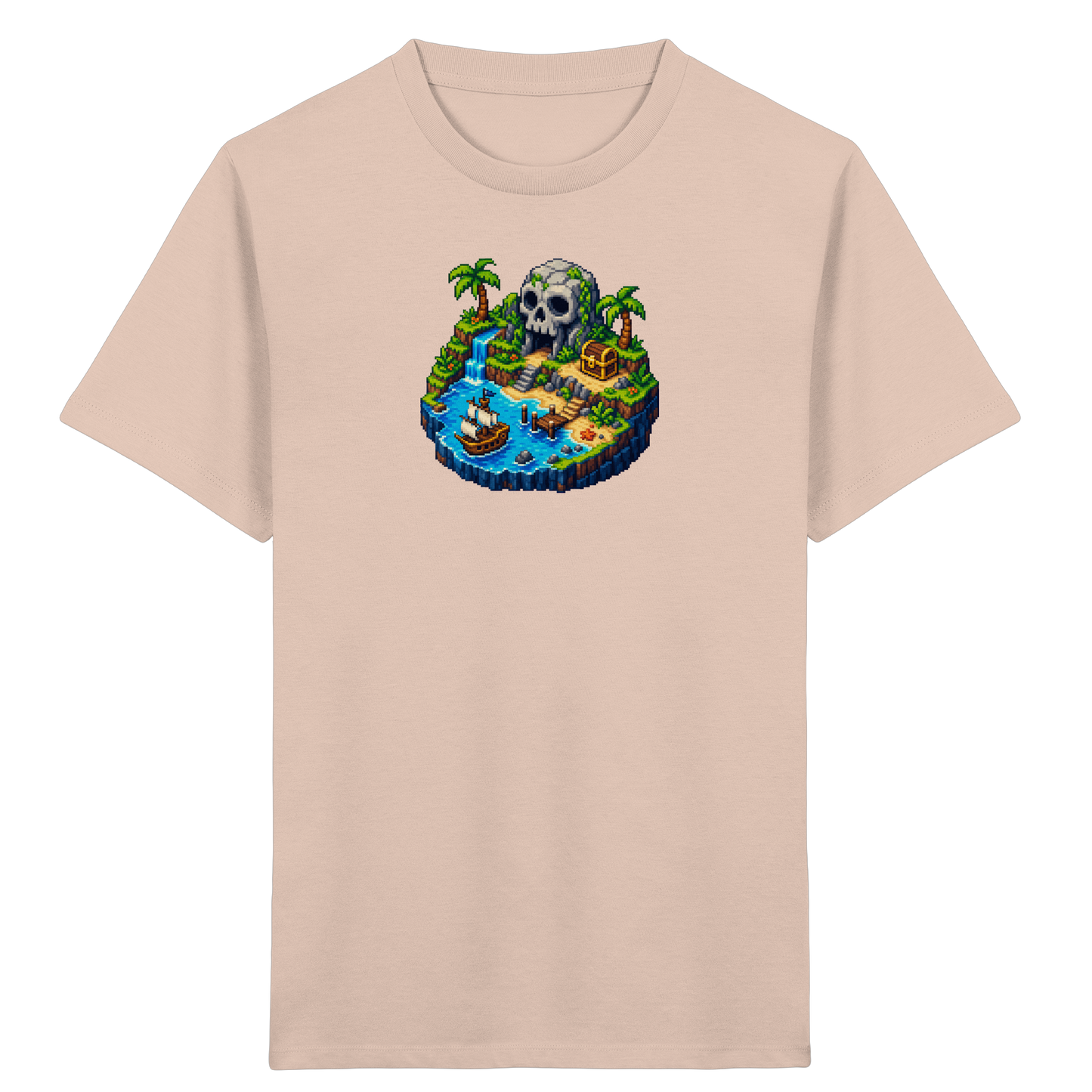 Abenteuerliches Pirateninsel Pixel Art T-Shirt - Kinder Bio T-Shirt