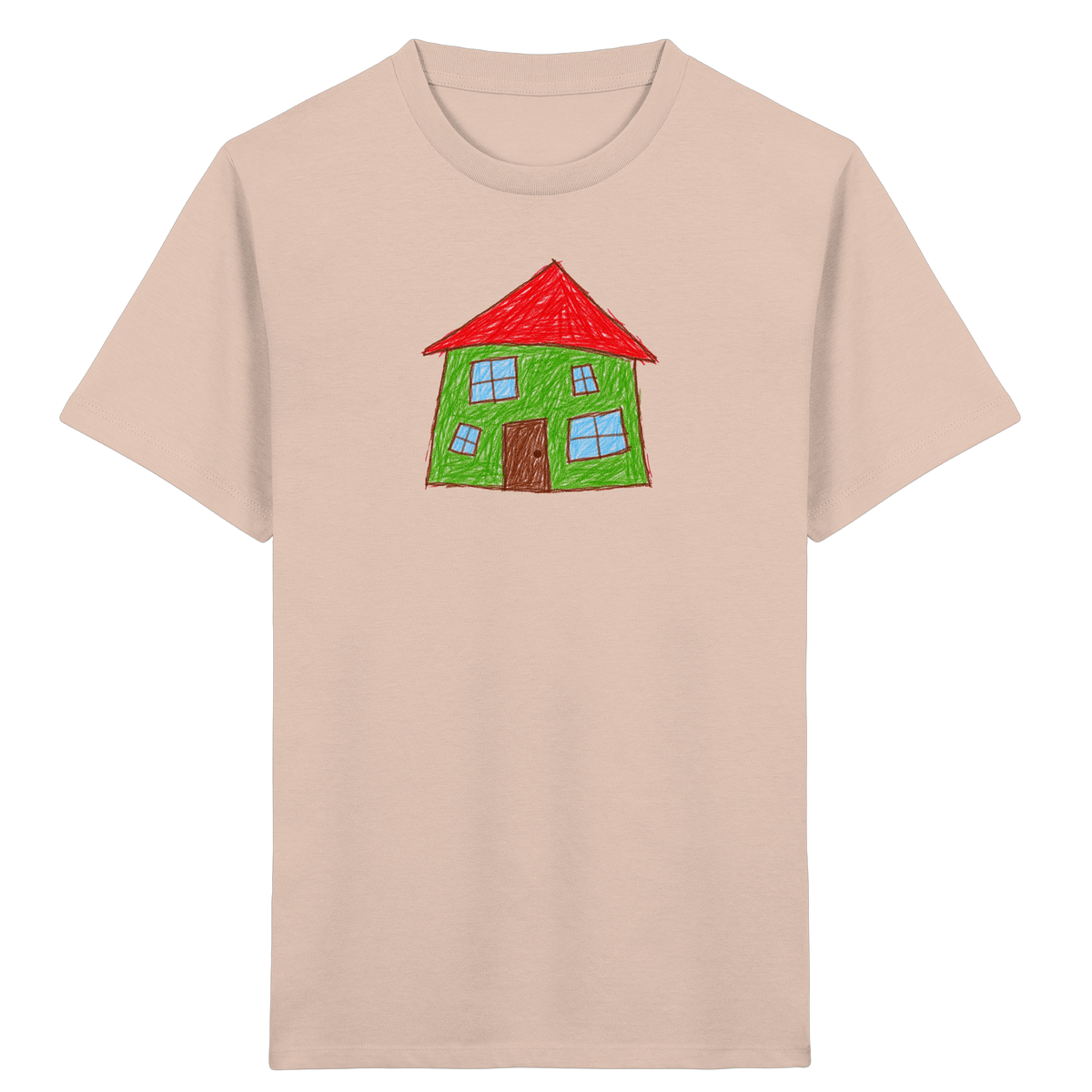 Grünes Haus mit vier Fenstern - Kinder Bio T-Shirt