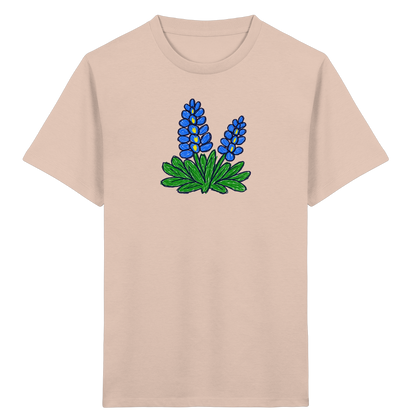Blaue Kritzel-Lupine für Kinder - Kinder Bio T-Shirt