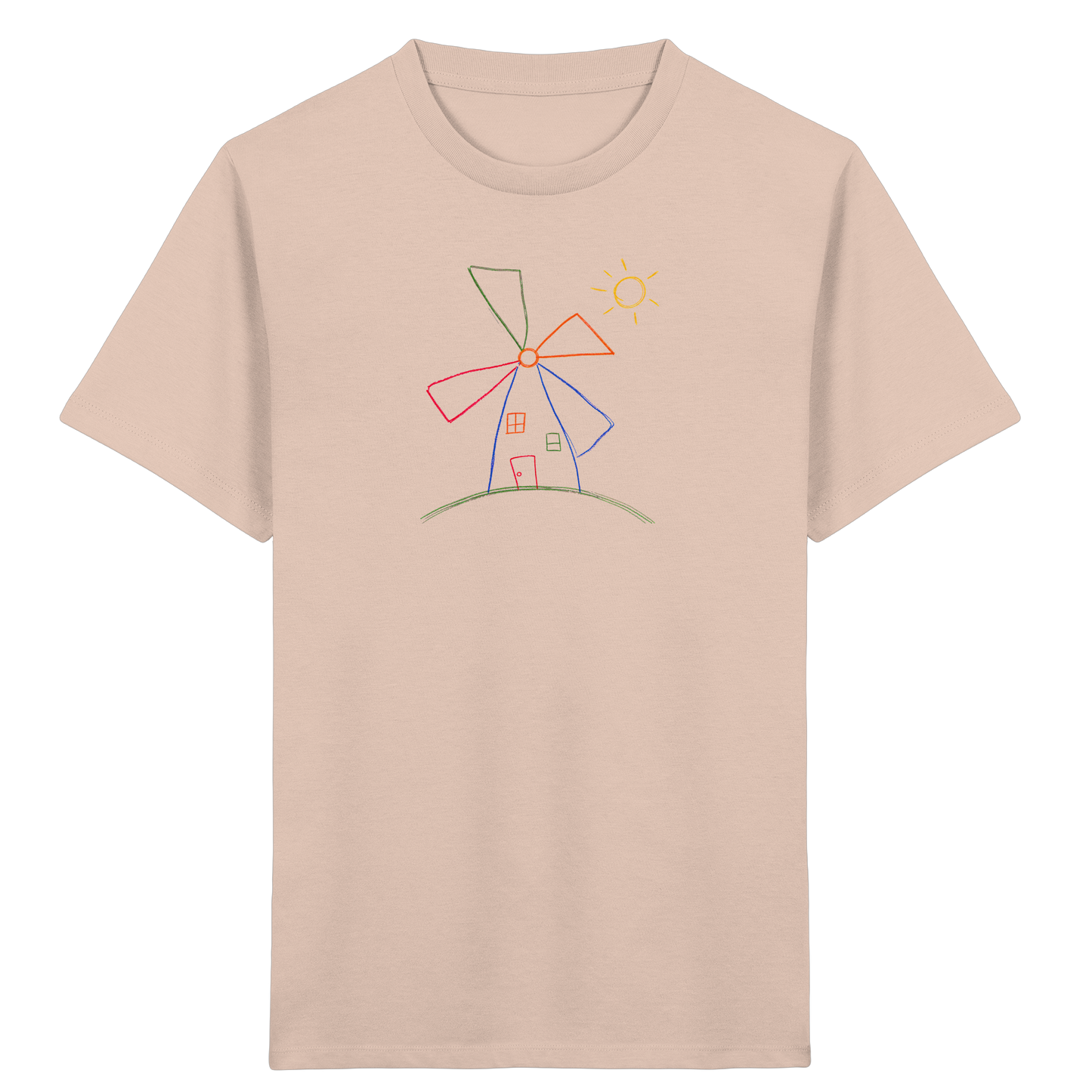Fröhliches Kinder T-Shirt bunte Windmühle - Kinder Bio T-Shirt