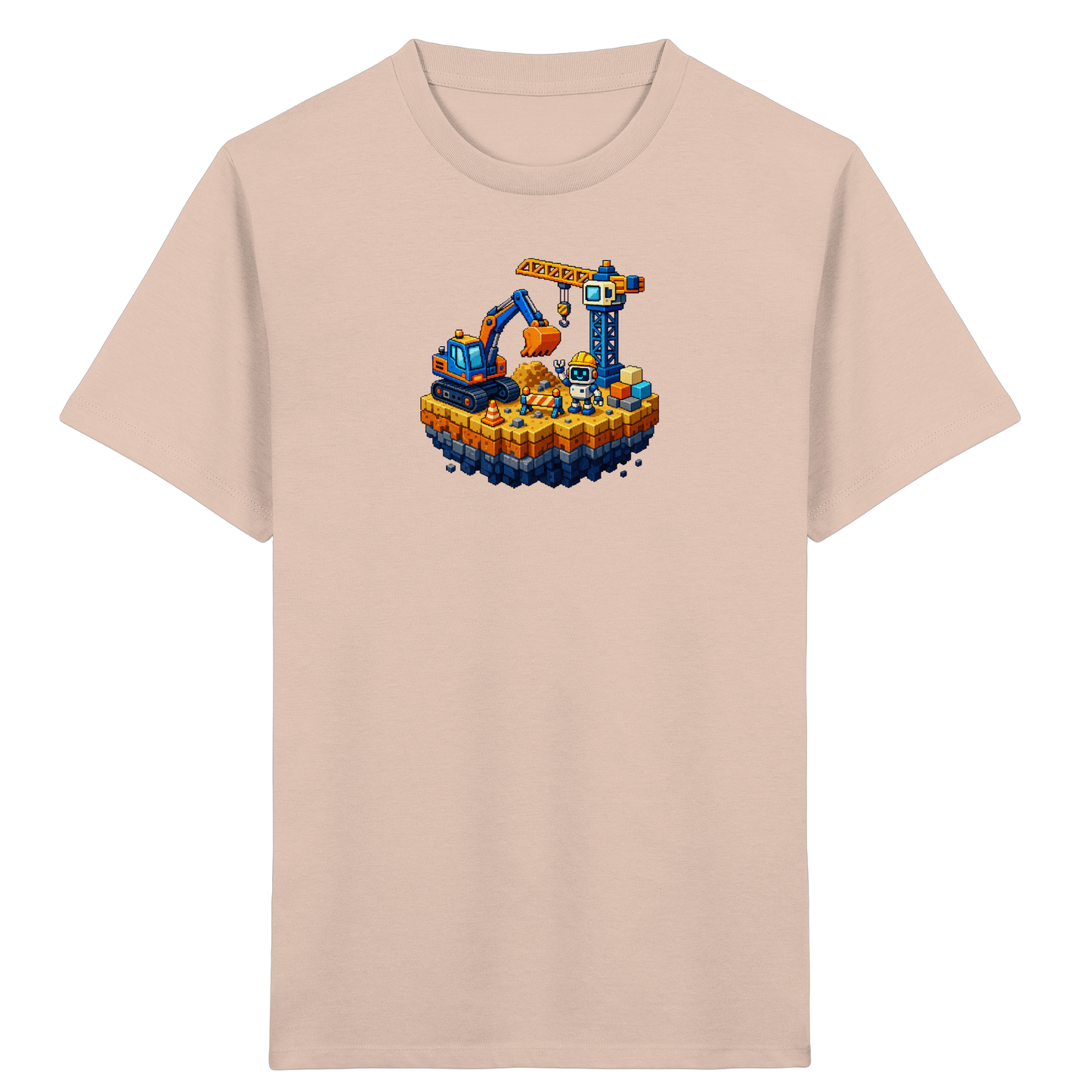 Niedliches Roboter Bagger Pixel T-Shirt - Kinder Bio T-Shirt