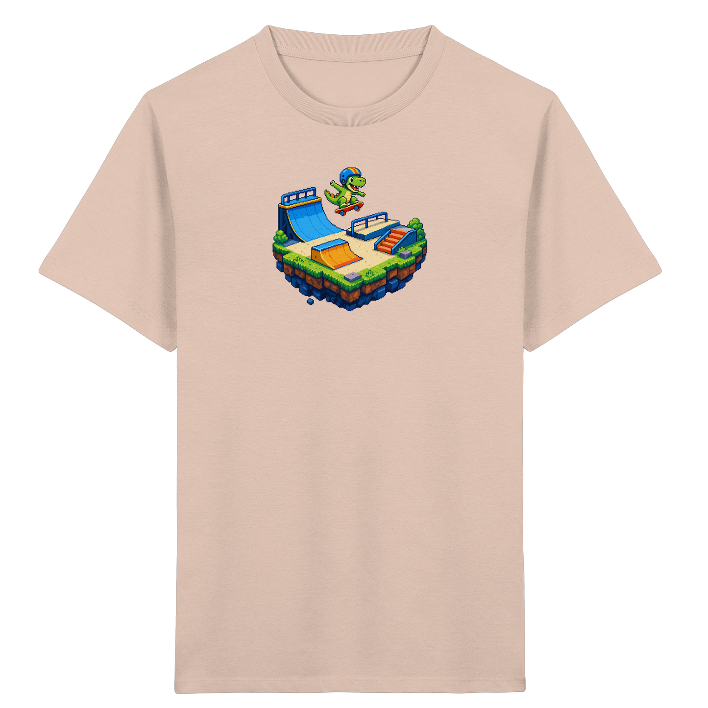 Cooles Skater Dinosaurier Pixel Shirt - Kinder Bio T-Shirt