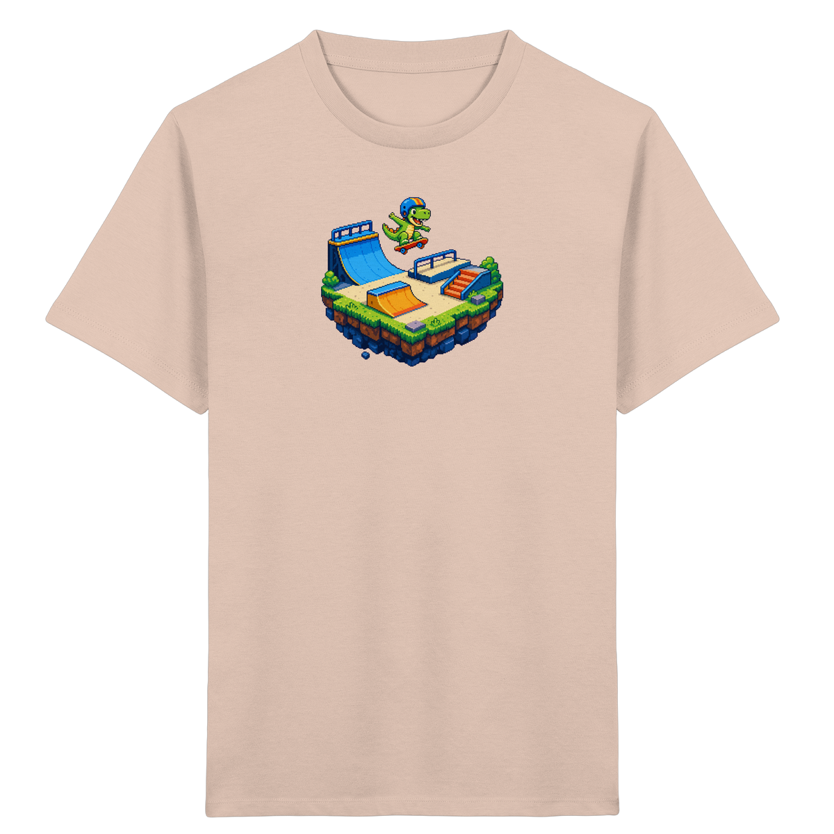 Cooles Skater Dinosaurier Pixel Shirt - Kinder Bio T-Shirt