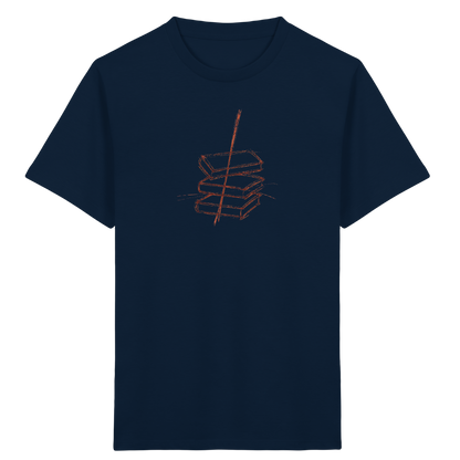 Schiefe Bücherburg mit Bleistift - Kinder Bio T-Shirt