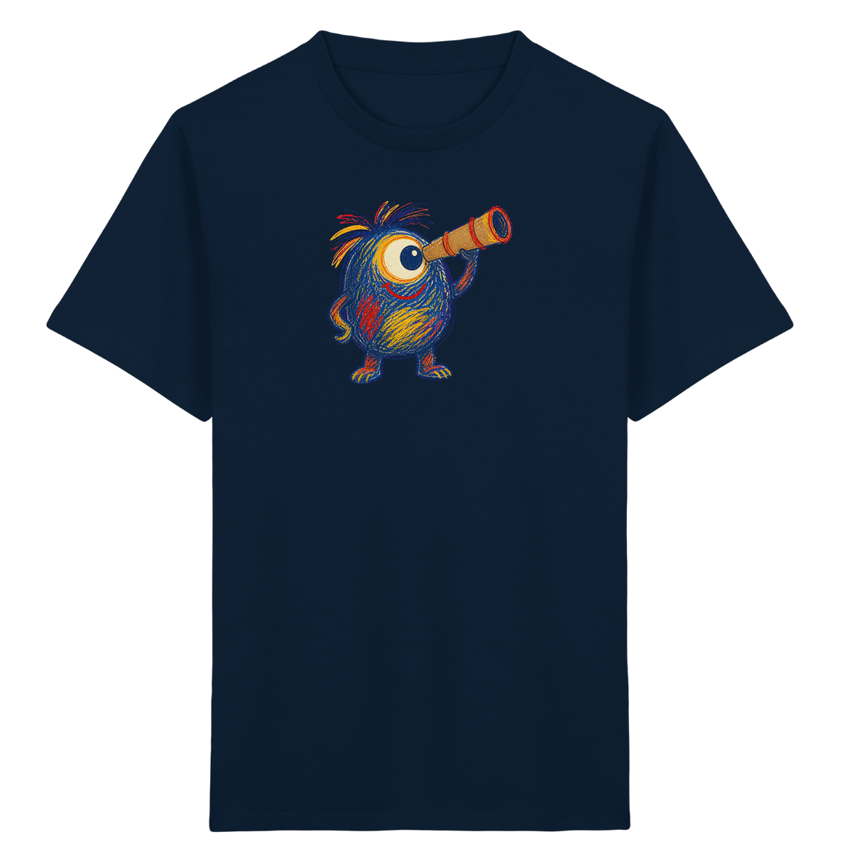 Mondgucker Monster mit Teleskop - Kinder Bio T-Shirt