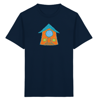 Orangefarbenes Rundfensterhaus für Kinder - Kinder Bio T-Shirt