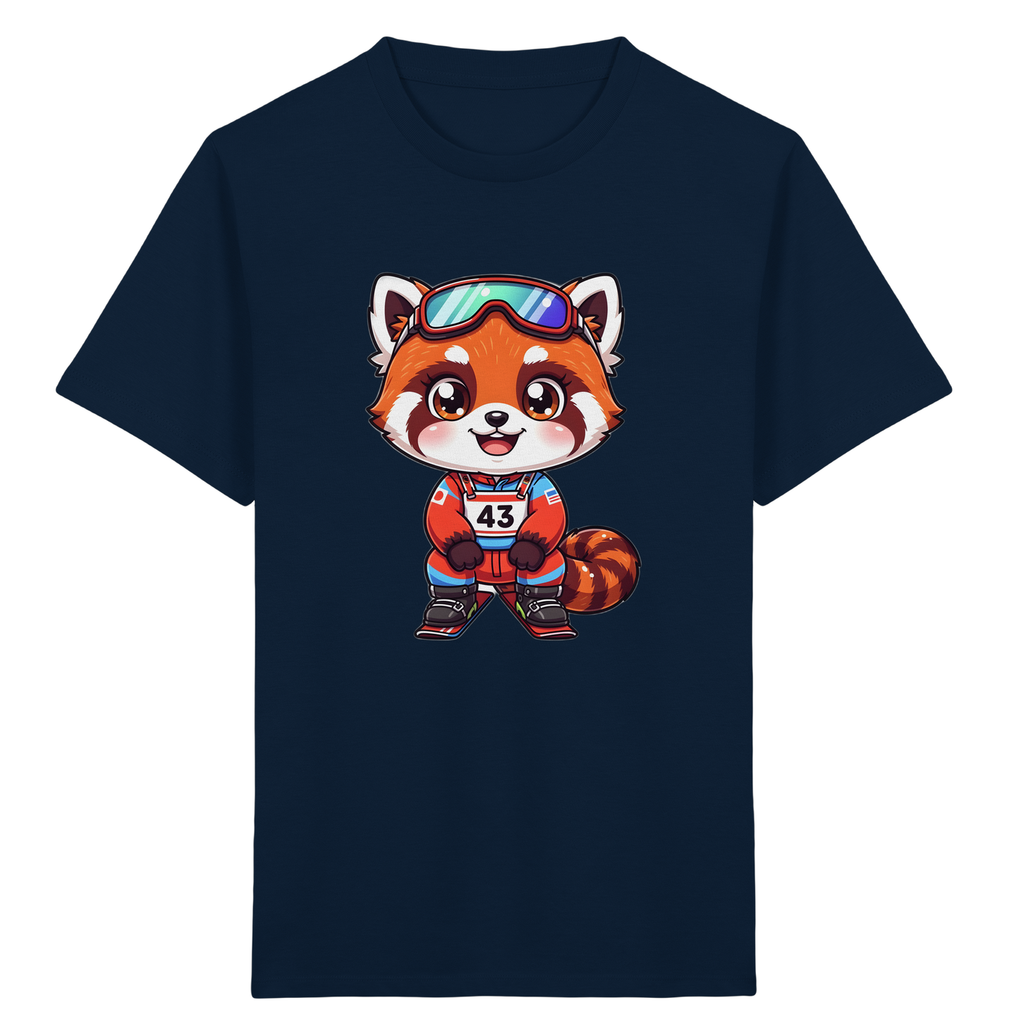Roter Panda Ski Abenteuer Kinder T-Shirt