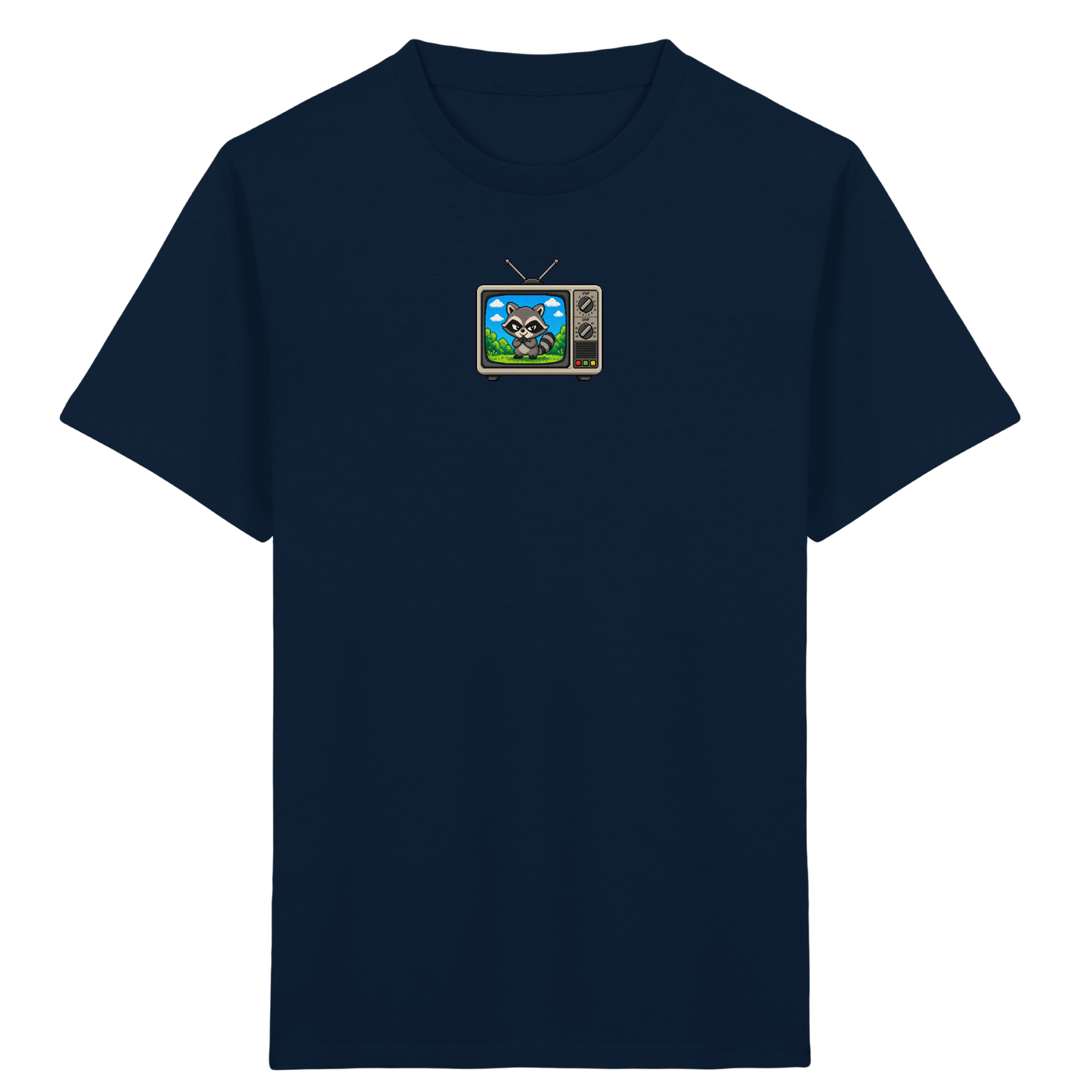 Pixel Waschbär im Retro-Fernseher Kinder-Shirt - Kinder Bio T-Shirt