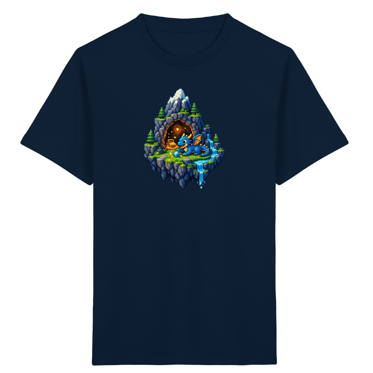 Magischer Pixel Drache Schatz Insel - Kinder Bio T-Shirt