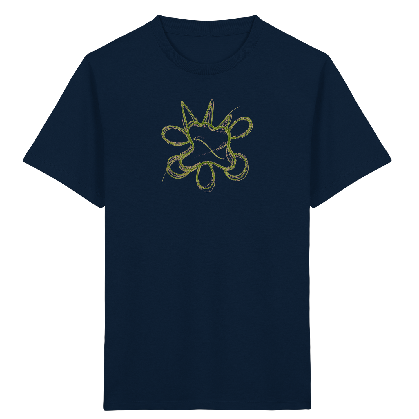 Grasgrünes Linienmonster für Kinder - Kinder Bio T-Shirt