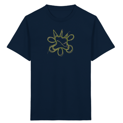 Grasgrünes Linienmonster für Kinder - Kinder Bio T-Shirt