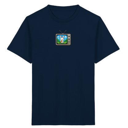 Pixel Hase mit Karotte im Fernseher - Kinder Bio T-Shirt
