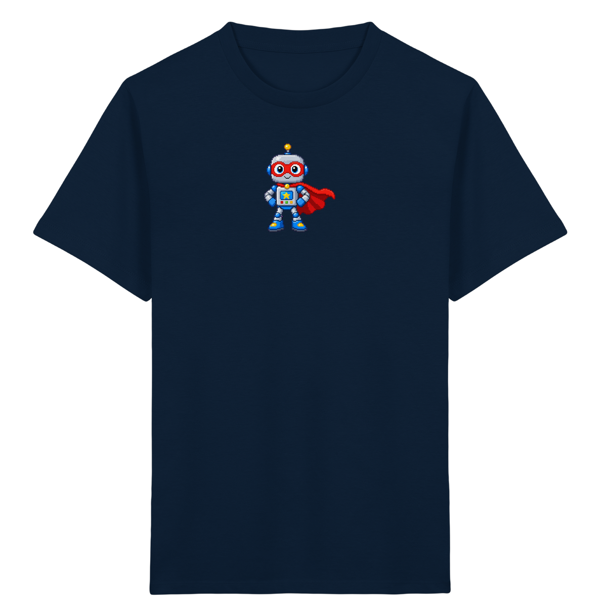 Pixel-Roboter Superhelden-Shirt: Freundliches Design - Kinder Bio T-Shirt