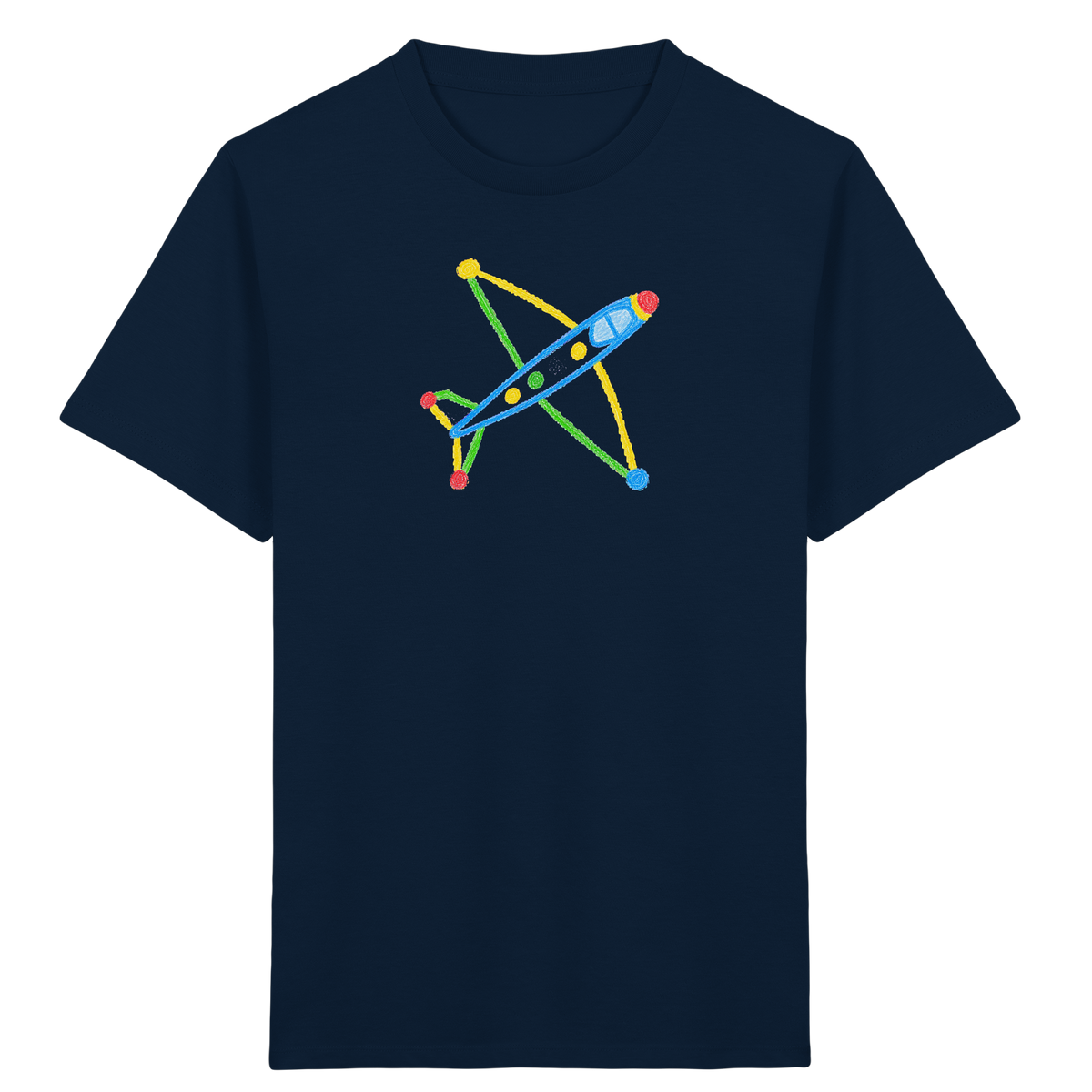 Buntes Flugzeug mit Farbpunkten - Kinder Bio T-Shirt