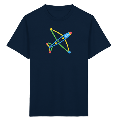 Buntes Flugzeug mit Farbpunkten - Kinder Bio T-Shirt