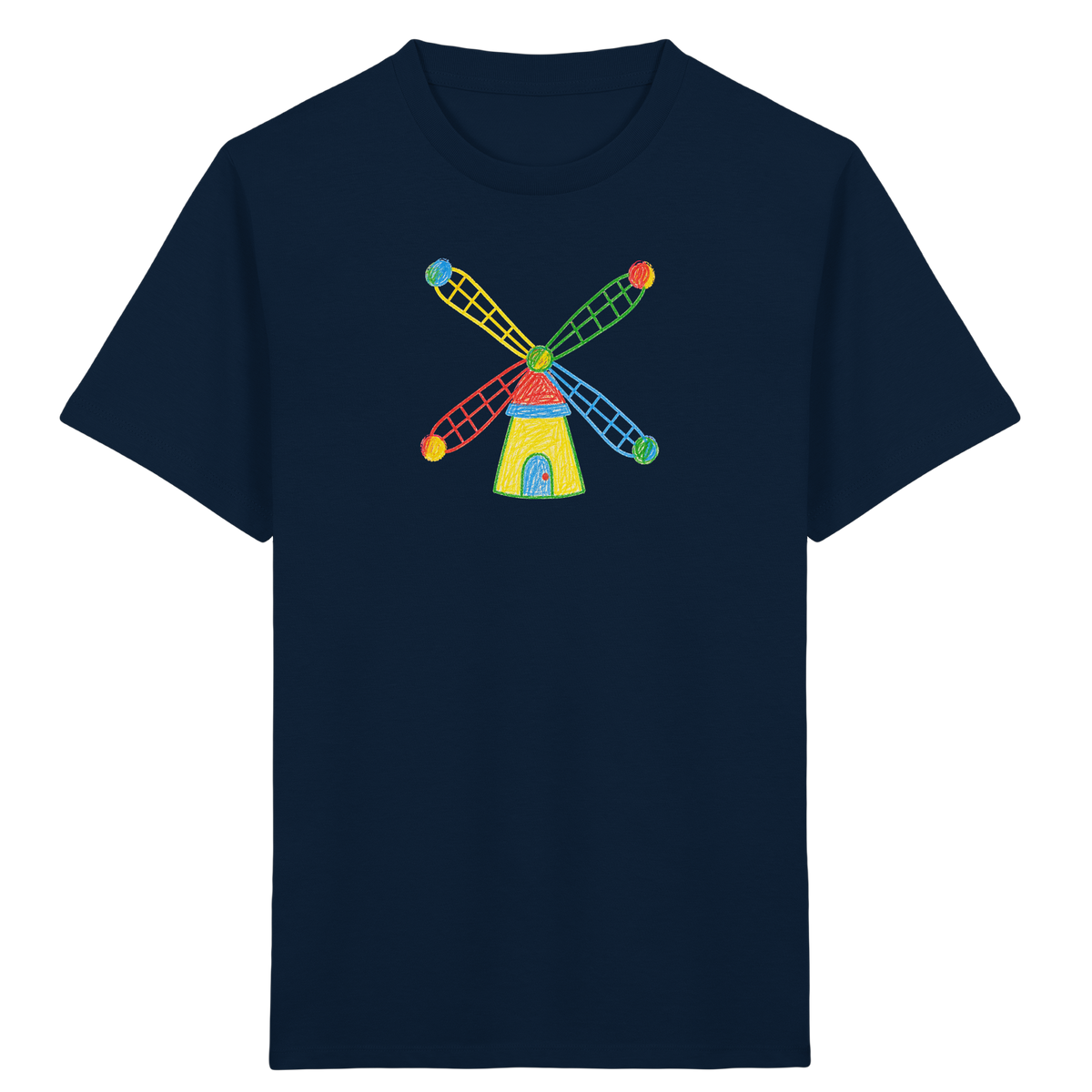 Bunte Windmühle mit Farbpunkten - Kinder Bio T-Shirt