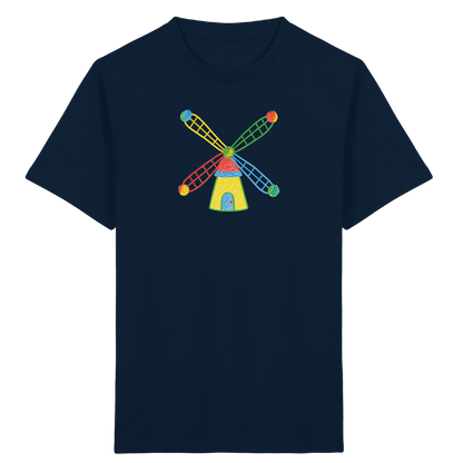 Bunte Windmühle mit Farbpunkten - Kinder Bio T-Shirt