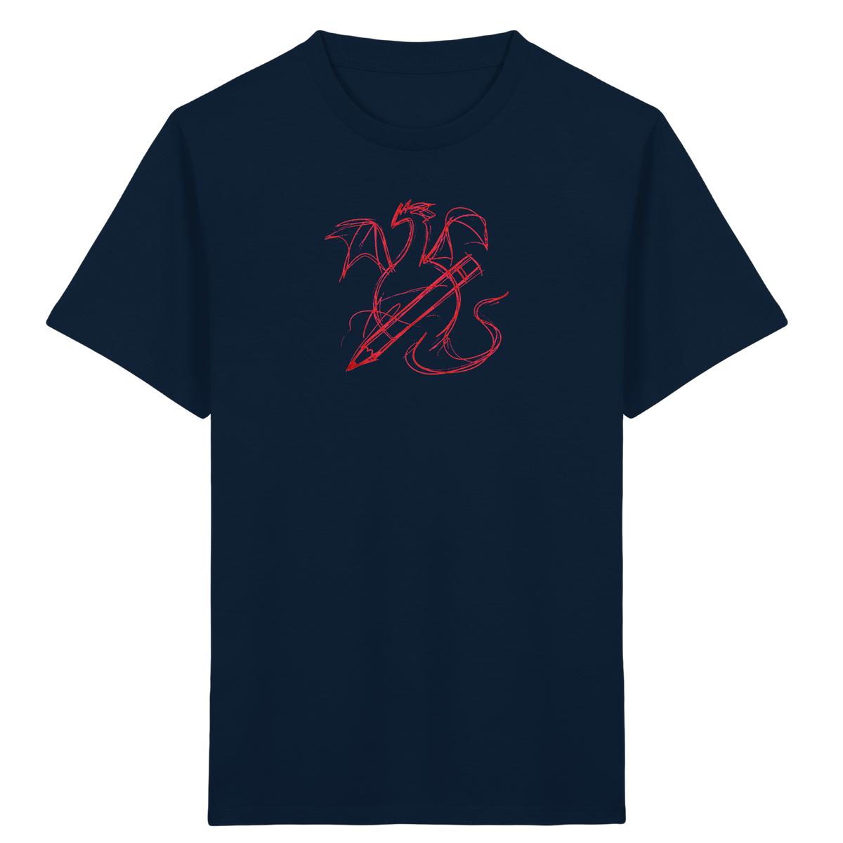 Ziegelroter Krakeldrache mit Bleistift - Kinder Bio T-Shirt
