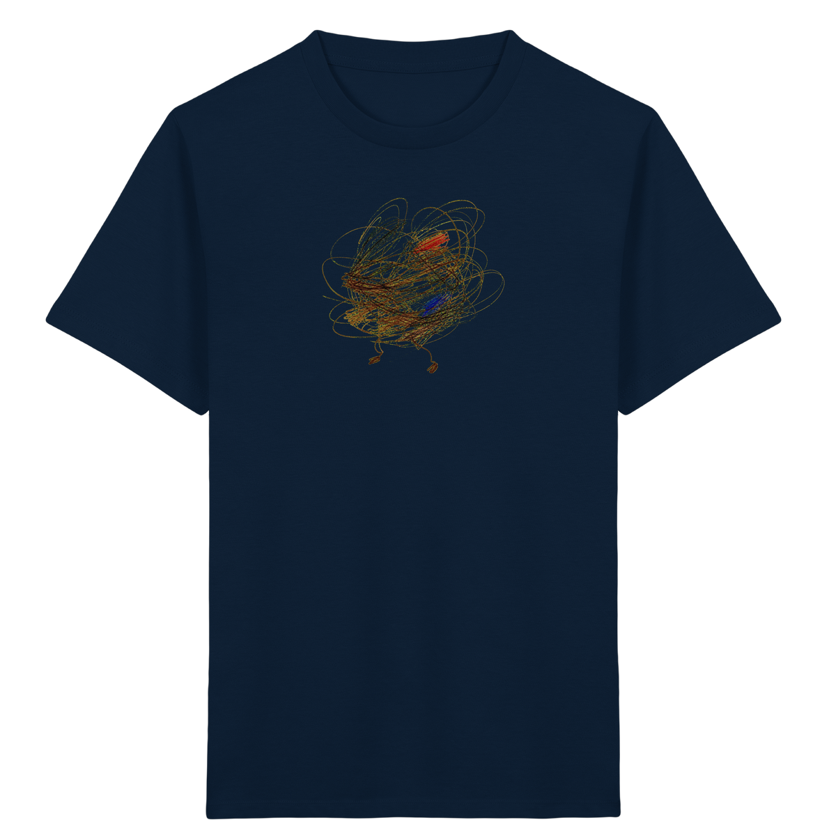 French-Navy Kinder Bio T-Shirt mit abstraktem Vogel-Motiv