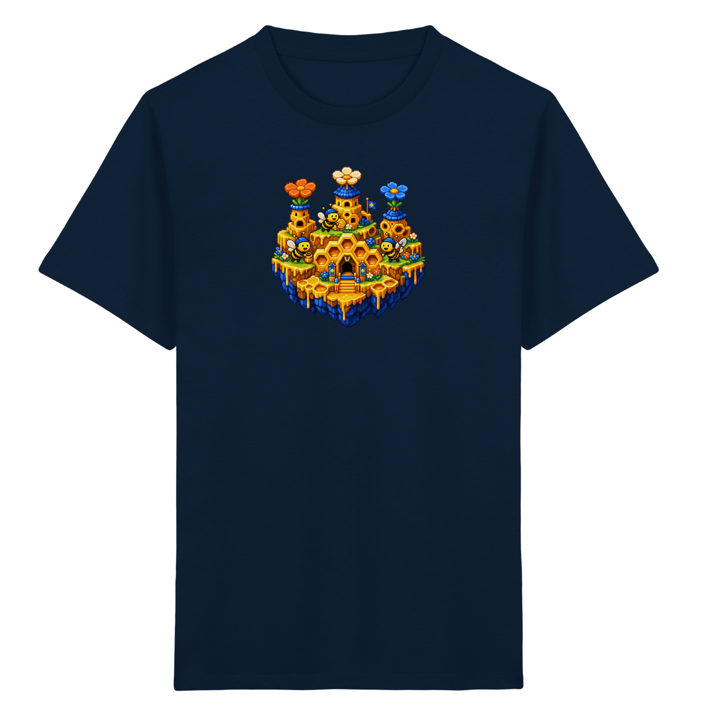 Fröhliches Pixel-Art Bienen T-Shirt - Kinder Bio T-Shirt