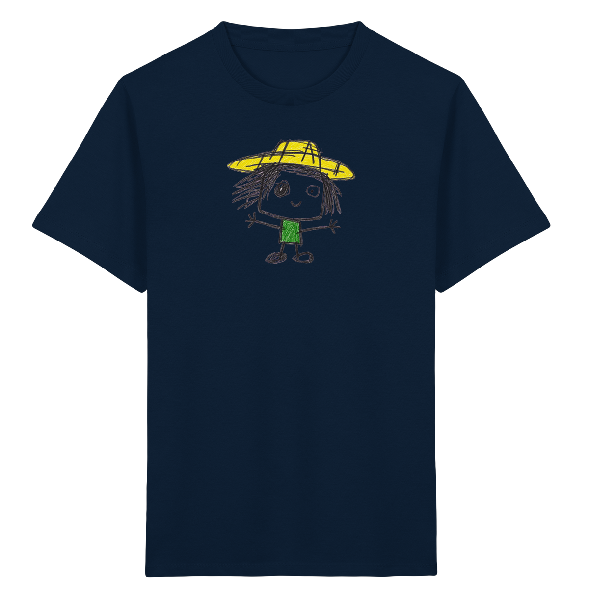 Kritzelkopf mit gelbem Strohhut - Kinder Bio T-Shirt