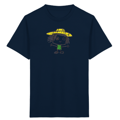 Kritzelkopf mit gelbem Strohhut - Kinder Bio T-Shirt