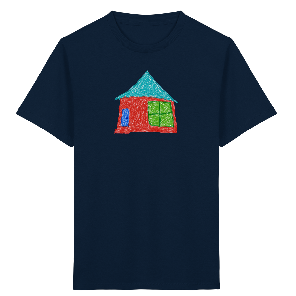 Rotes Haus mit Türkisdach - Kinder Bio T-Shirt