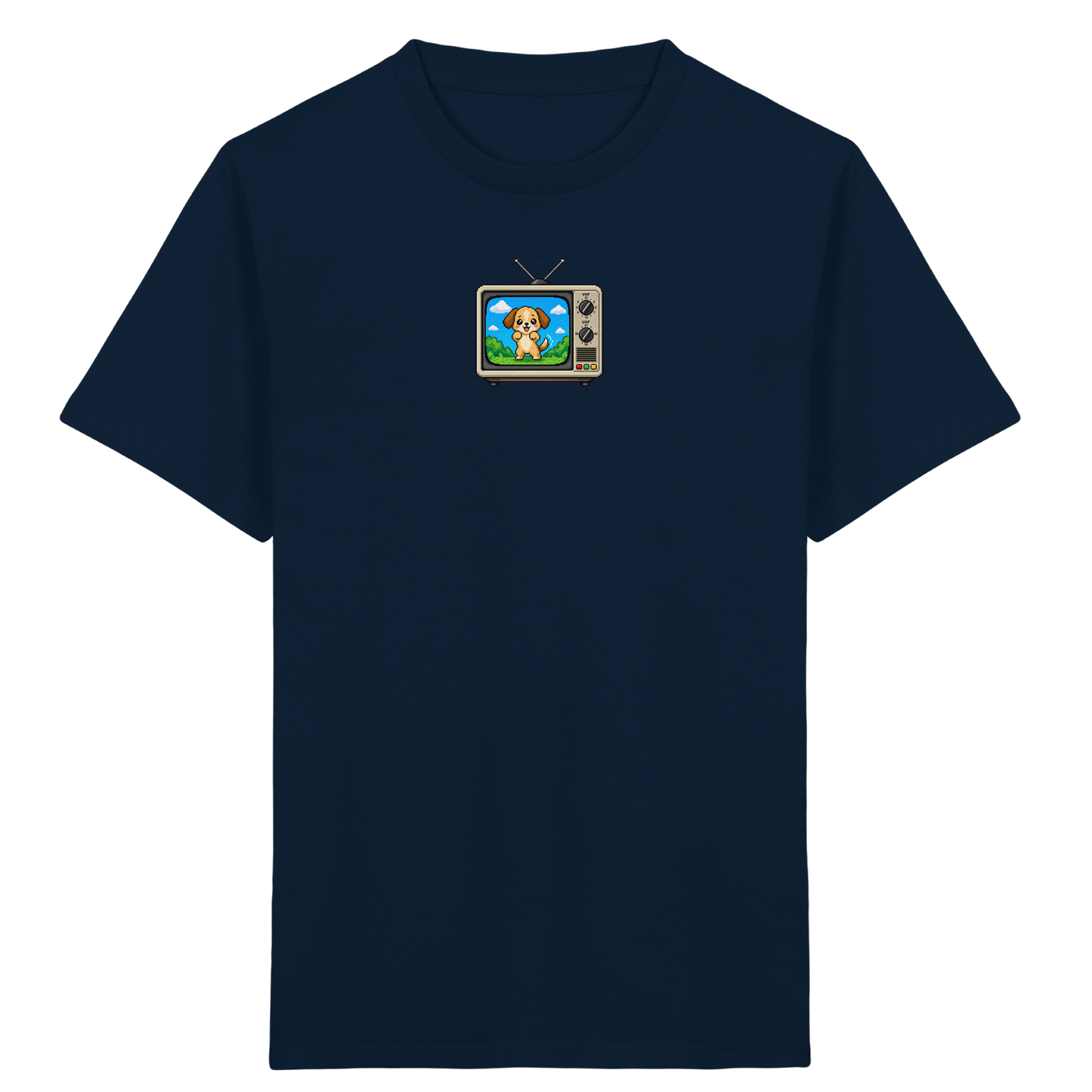 Pixel Hund im Retro Fernseher - Kinder Bio T-Shirt