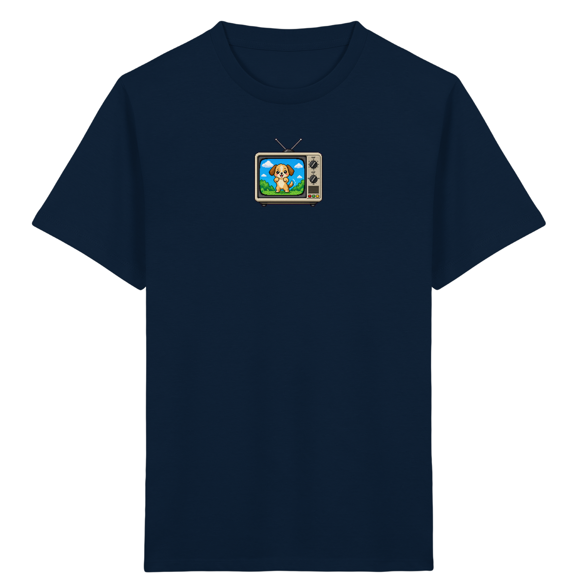 Pixel Hund im Retro Fernseher - Kinder Bio T-Shirt