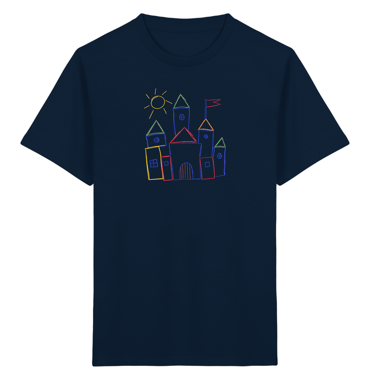 Fröhliches T-Shirt mit Märchenburg Motiv - Kinder Bio T-Shirt