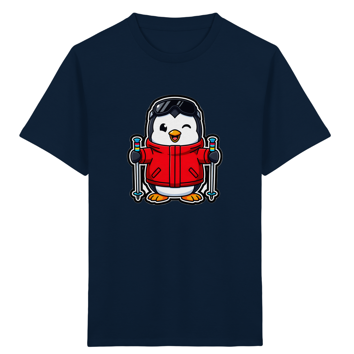 Fröhlicher Pinguin Ski Abenteuer Shirt - Kinder Bio T-Shirt