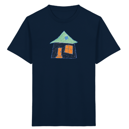 Rosa Haus mit Dachfenster - Kinder Bio T-Shirt