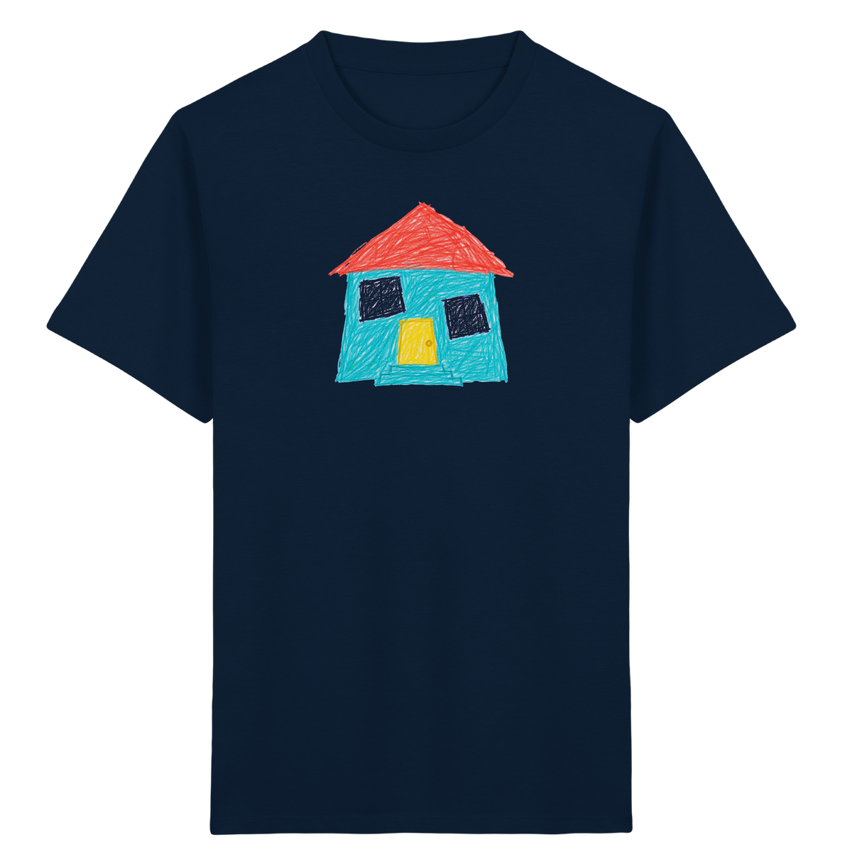 Türkises Haus mit Zwillingsfenstern - Kinder Bio T-Shirt