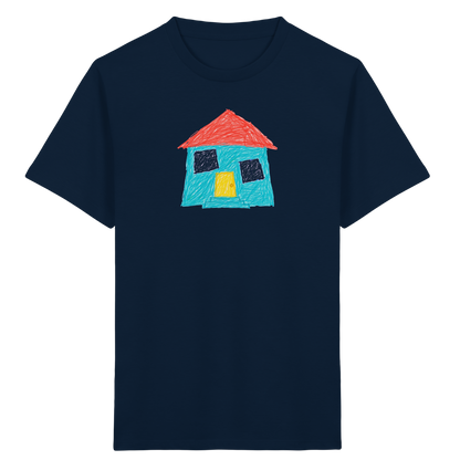 Türkises Haus mit Zwillingsfenstern - Kinder Bio T-Shirt