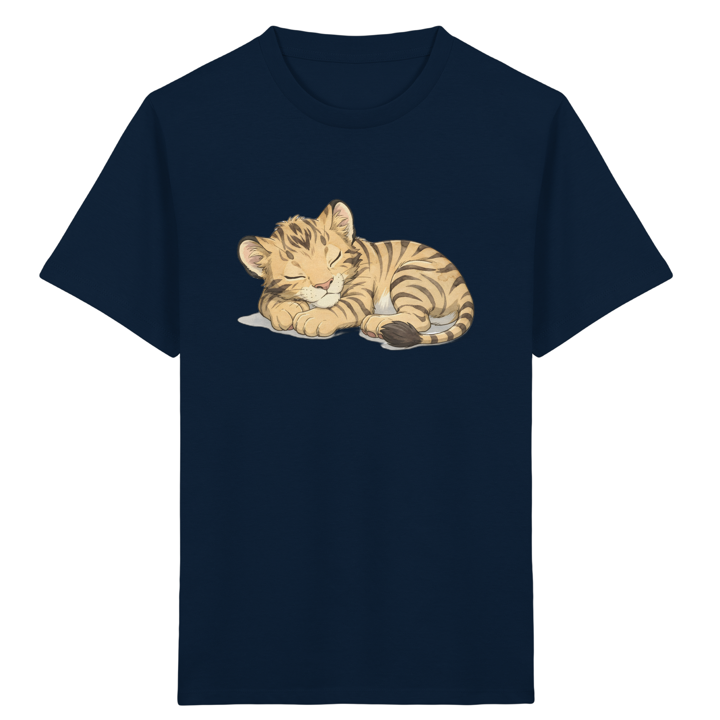 Schlafendes Tigerjunges: Kuscheliges Aquarell T-Shirt - Kinder Bio T-Shirt
