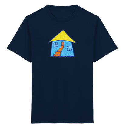 Blaues Treppenhaus Kinderzeichnung - Kinder Bio T-Shirt