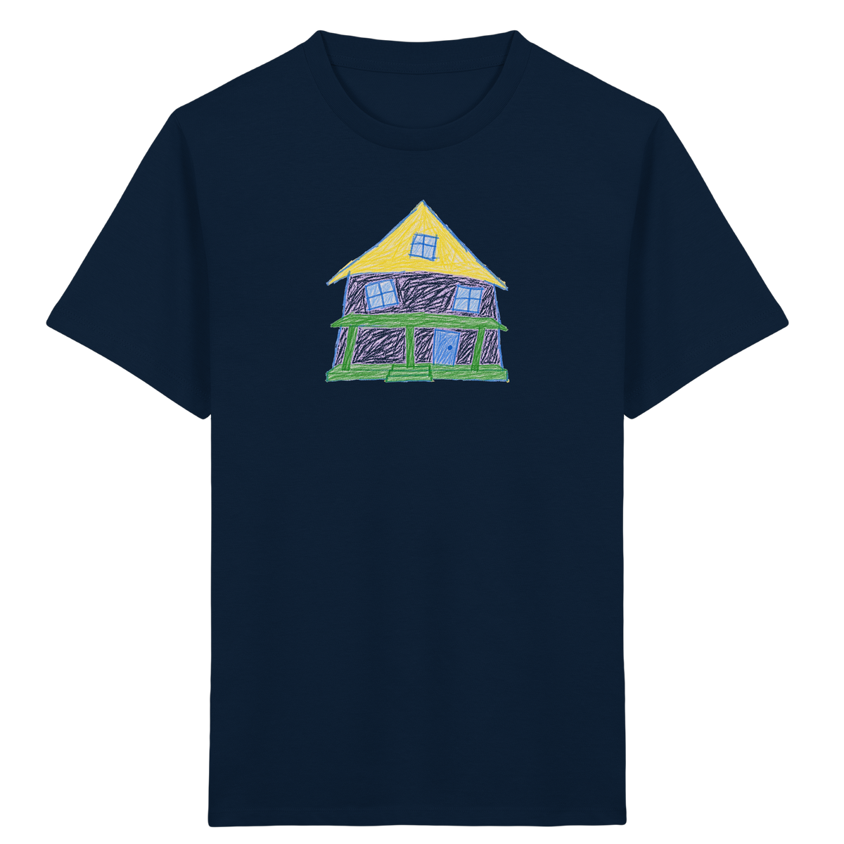 Lila Haus mit Veranda - Kinder Bio T-Shirt