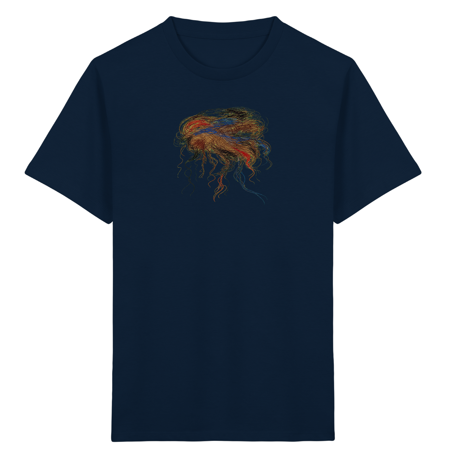 French-Navy Kinder Bio T-Shirt mit abstraktem Quallen-Motiv