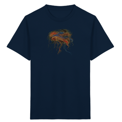 French-Navy Kinder Bio T-Shirt mit abstraktem Quallen-Motiv