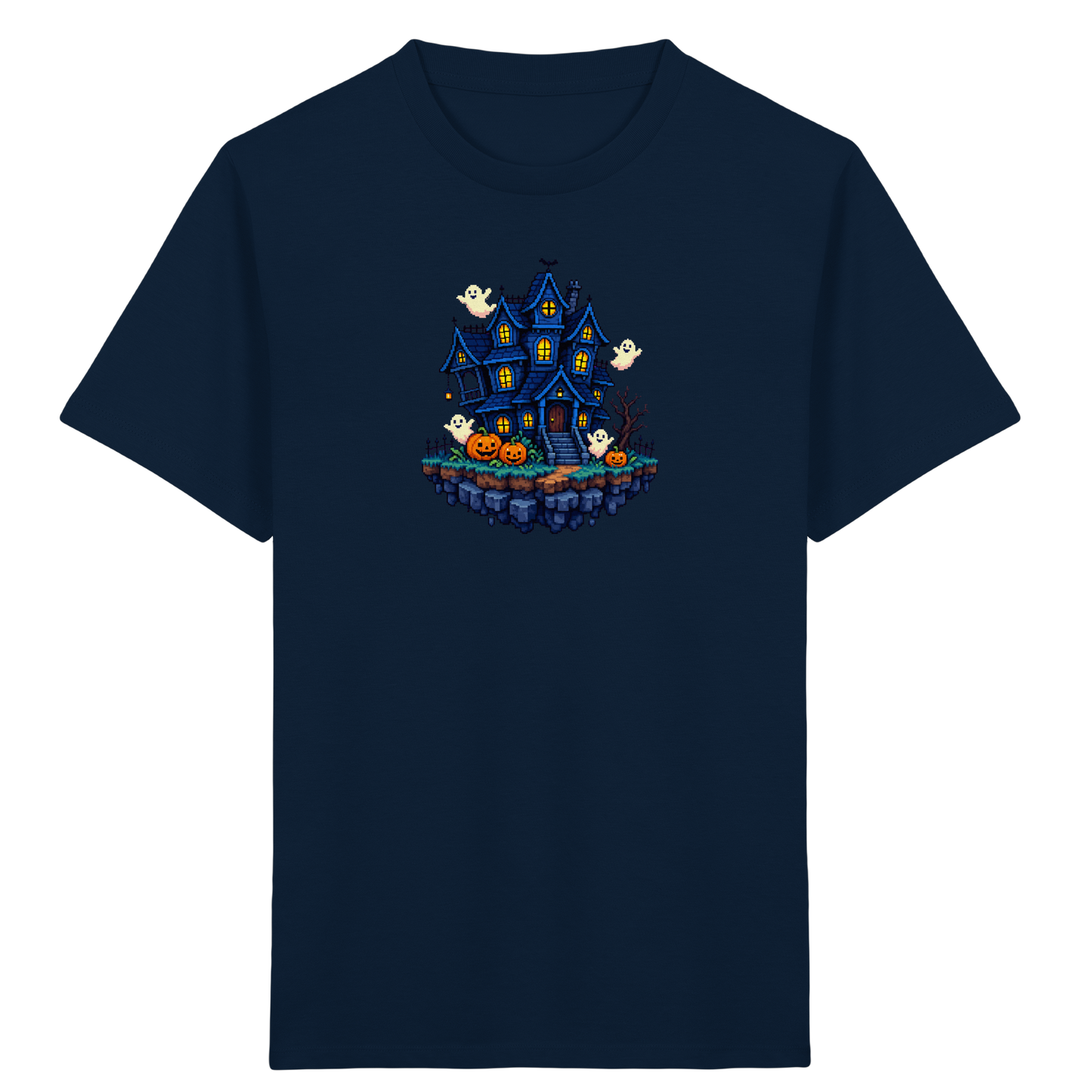 Magisches Pixel Geisterhaus Halloween T-Shirt - Kinder Bio T-Shirt