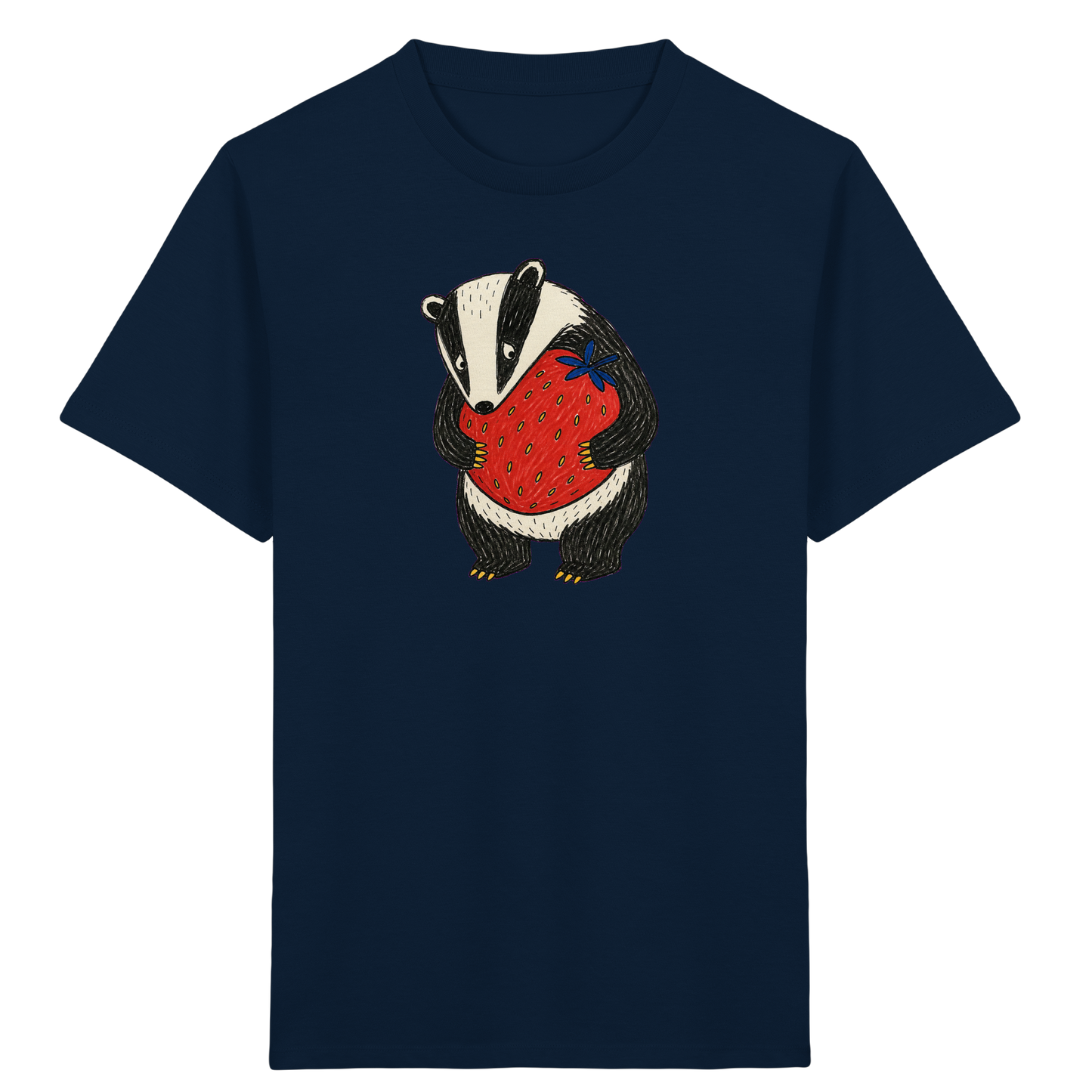Süßer Dachs mit roter Erdbeere - Kinder Bio T-Shirt