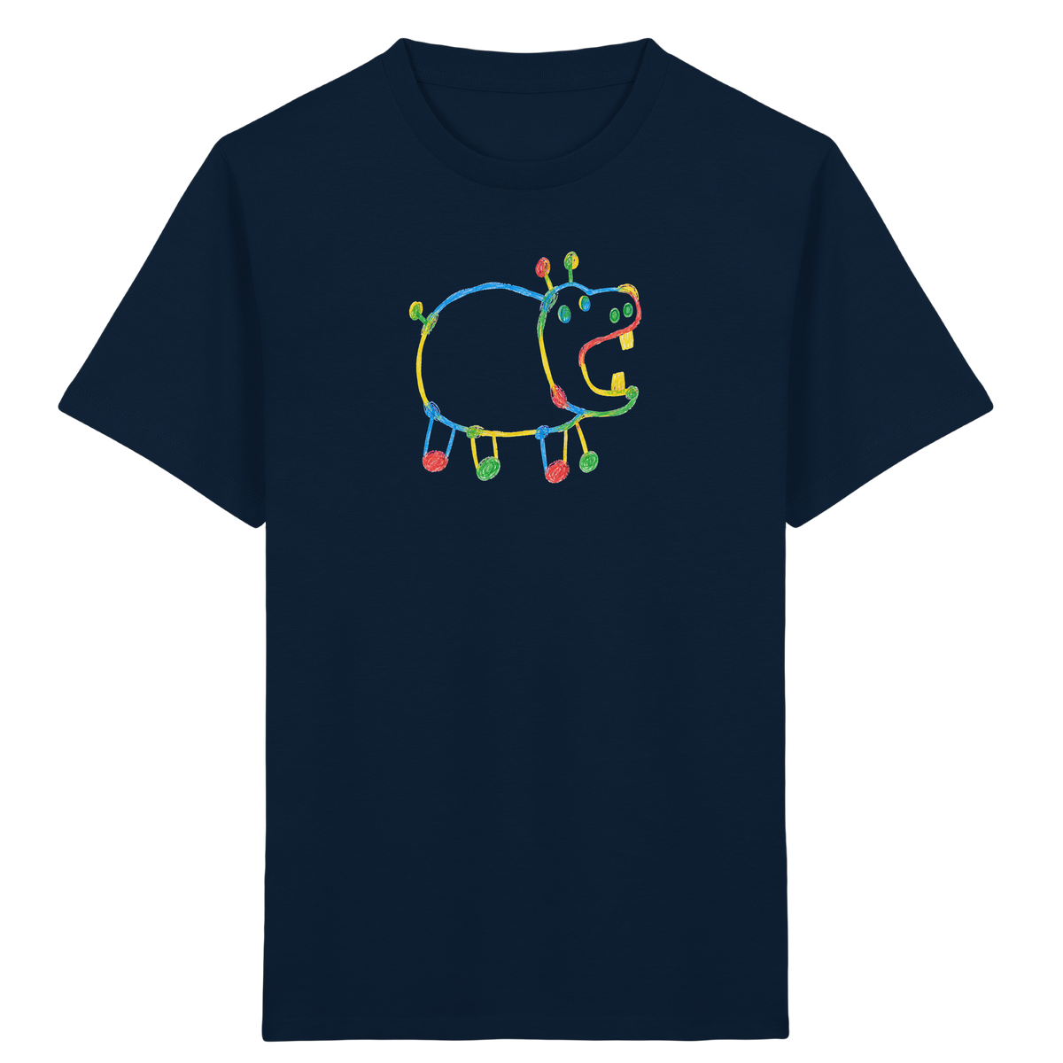 Buntes Farbpunkt Nilpferd Shirt - Kinder Bio T-Shirt