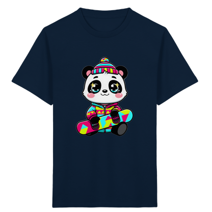 Kinder-T-Shirt mit Panda auf einem Snowboard