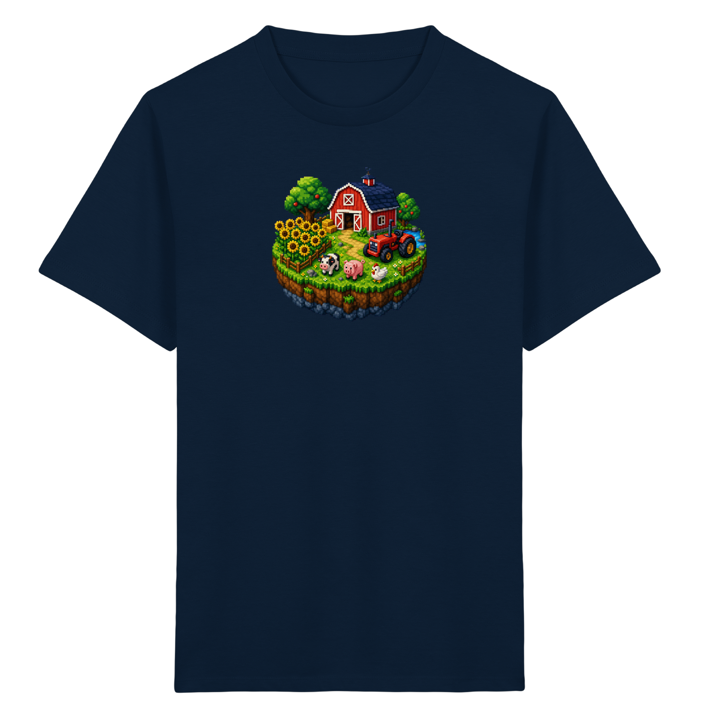 Niedliches Bauernhof Pixel-Art T-Shirt - Kinder Bio T-Shirt