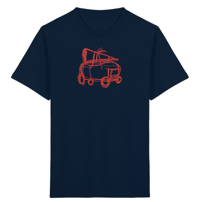 Rostroter Schulbus mit Schultüte - Kinder Bio T-Shirt