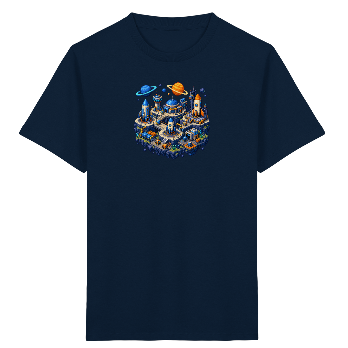 Futuristische Weltraumbasis Pixel Art T-Shirt - Kinder Bio T-Shirt
