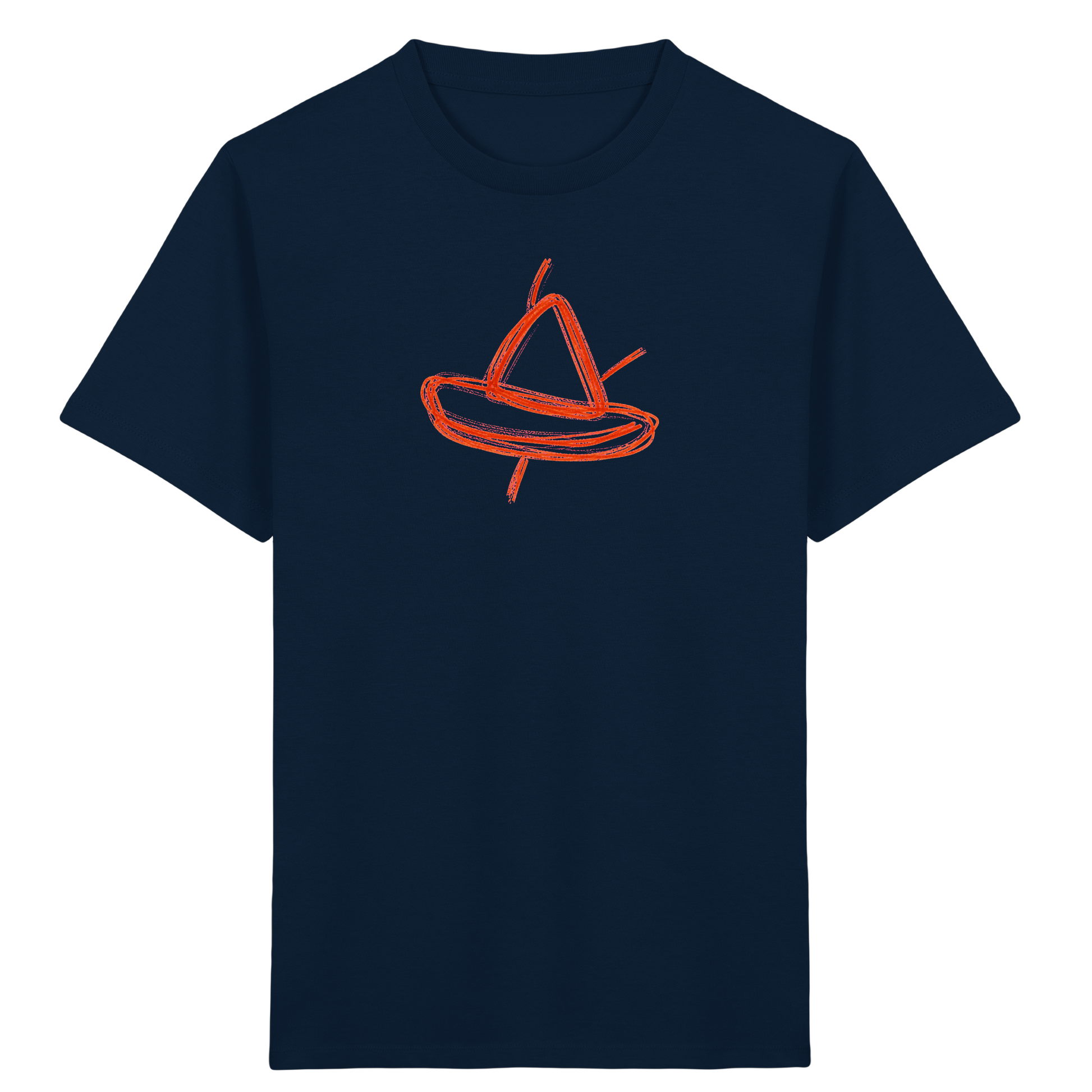 Orange Schleifenboot Kinderkritzel - Kinder Bio T-Shirt