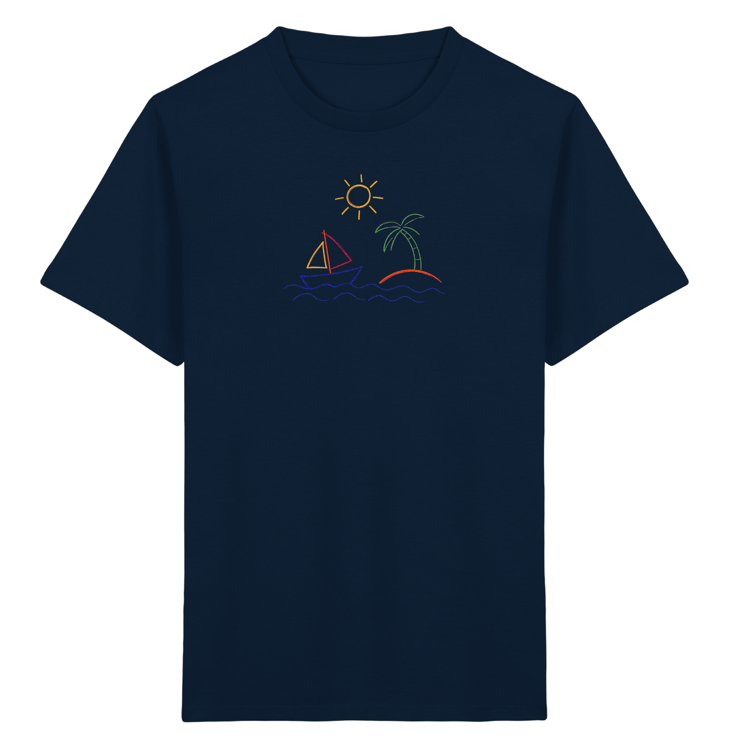 Fröhliches T-Shirt mit Segelboot Motiv - Kinder Bio T-Shirt