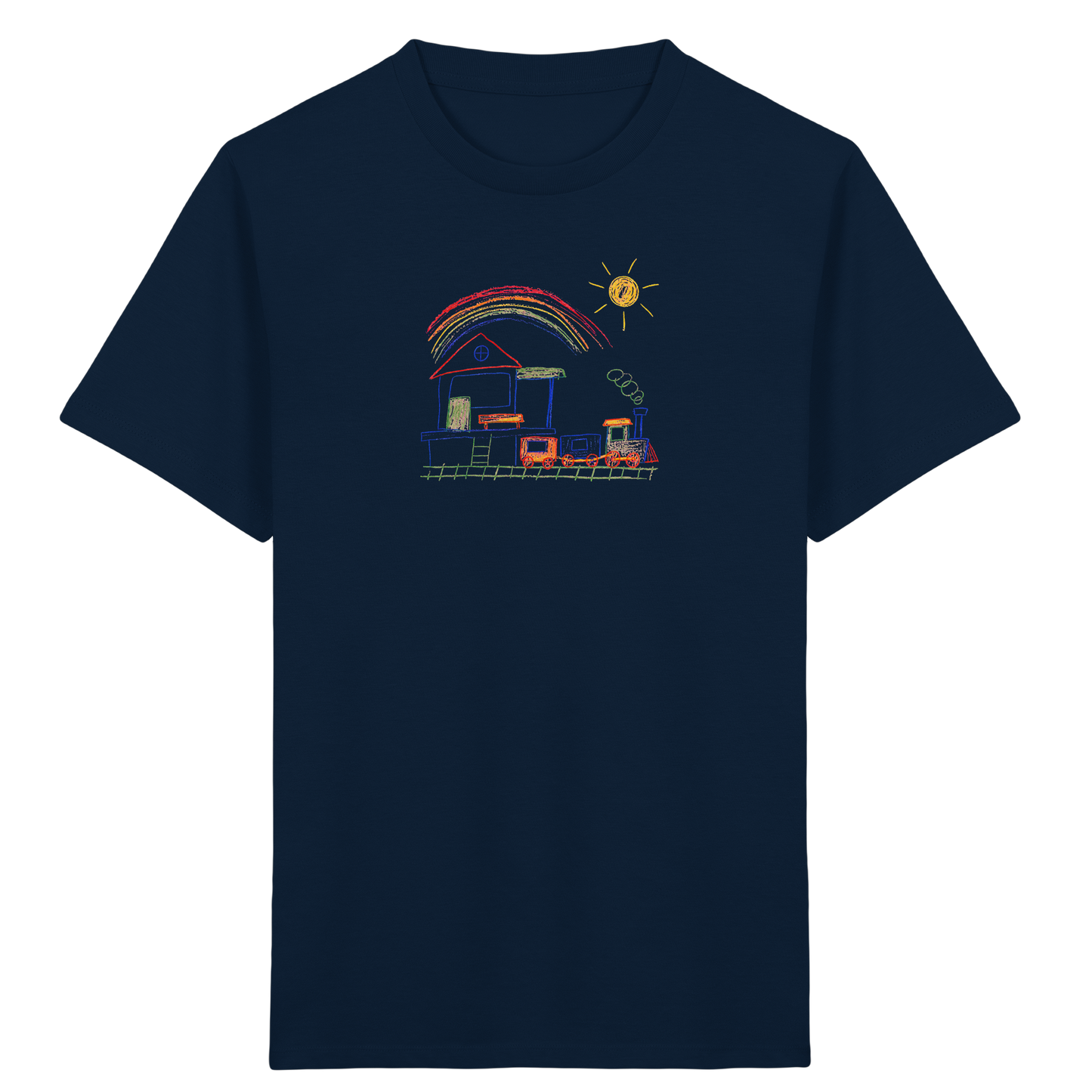 Buntes Kinder T-Shirt mit Zugmotiv - Kinder Bio T-Shirt