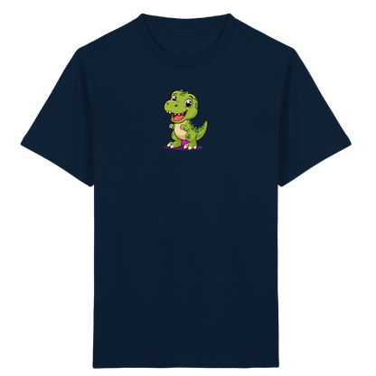 Fröhlicher Dino mit rosa Füßen Kinder T-Shirt - Kinder Bio T-Shirt
